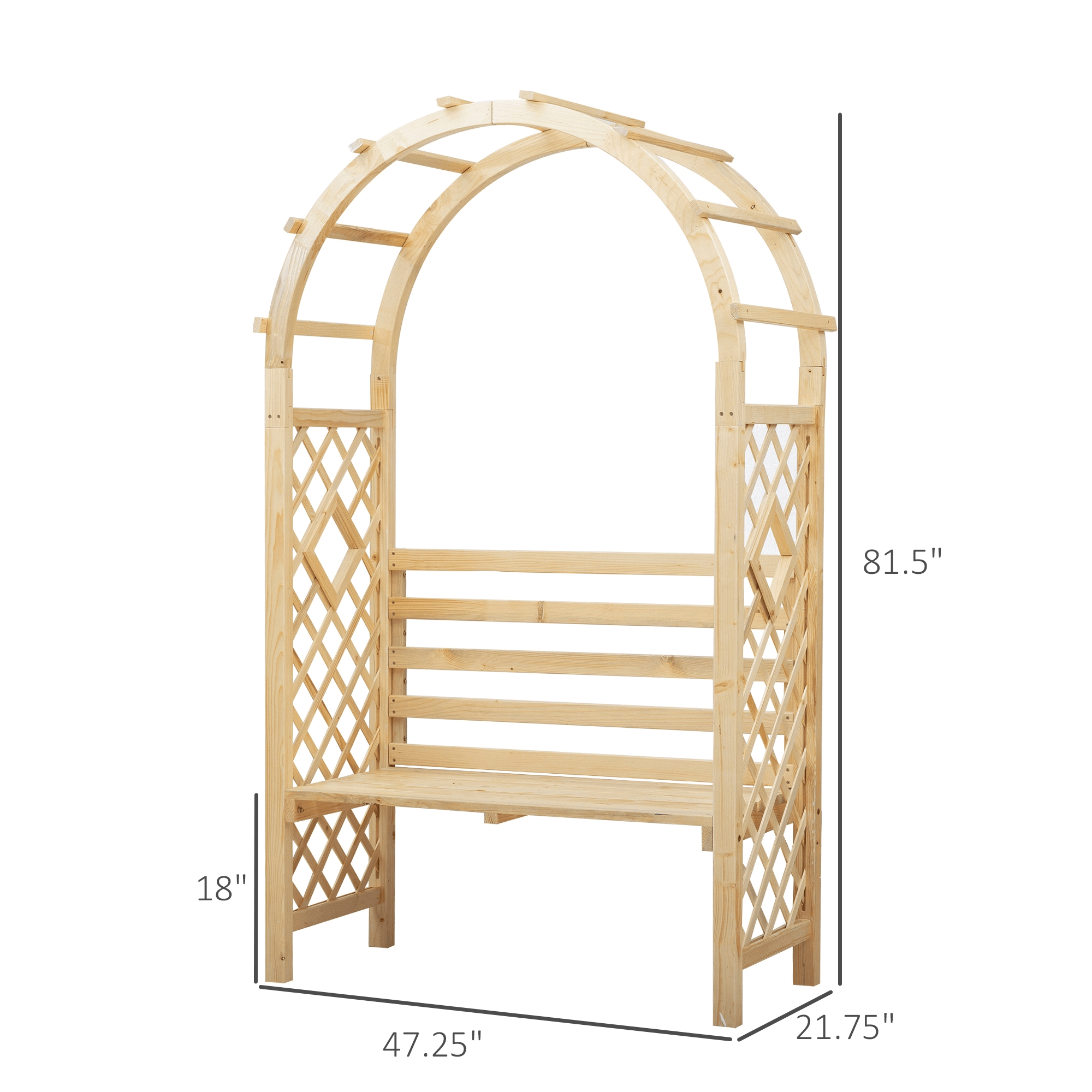 Garden Bench with Arch Wooden Bench Trellis for Vines/ Climbing Plants